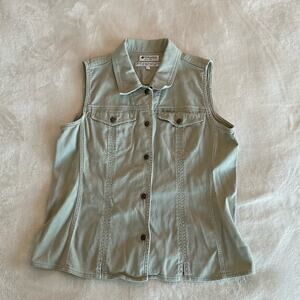 Columbia Light Green Grey Corduroy Vest Large